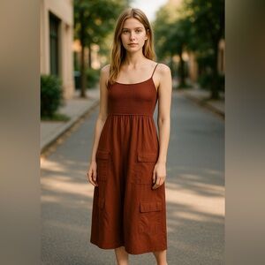 And Now This  Midi Jumpsuit in Rich Brown